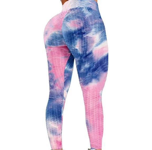 Women Yoga/Gym Fitness/Sports/Butt Lift Leggings (Blue/Pink)